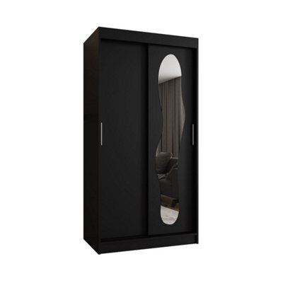 Arte Dramatic Black Ultra Sliding Door Wardrobe 1000mm X 2000mm X 620mmModern Storage Solution from B&Q