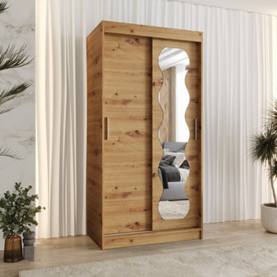 Arte Rustic Oak Artisan Spoti Sliding Door Wardrobe 1000mm X 2000mm X 620mmTimeless Storage Solution from B&Q