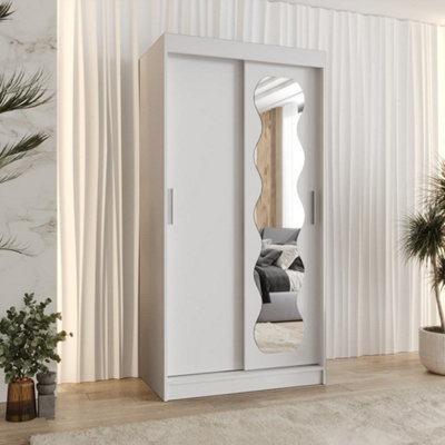 Arte Bright White Spoti Sliding Door Wardrobe 1000mm X 2000mm X 620mmSleek Storage Solution from B&Q