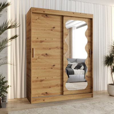 Arte Oak Artisan Spoti Sliding Door Wardrobe 1500mm X 2000mm X 620mmA Timeless Natural Storage Solution from B&Q
