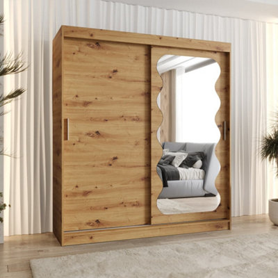 Arte Majestic Oak Artisan Spoti Sliding Door Wardrobe 1800mm X 2000mm X 620mmA Grand Natural Storage Masterpiece from B&Q