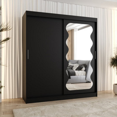 Arte Ebony Black Spoti Sliding Door Wardrobe 1800mm X 2000mm X 620mmA Bold And Dramatic Storage Statement from B&Q