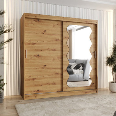 Arte Oak Artisan Spoti Sliding Door Wardrobe 2000mm X 2000mm X 620mmA Grand Natural Storage Solution from B&Q