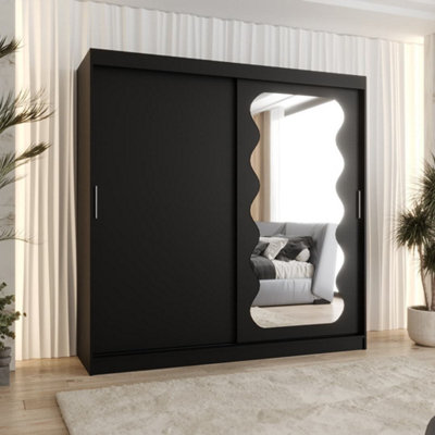 Arte Sophisticated Black Spoti Sliding Door Wardrobe 2000mm X 2000mm X 620mmA Bold Statement In Storage from B&Q