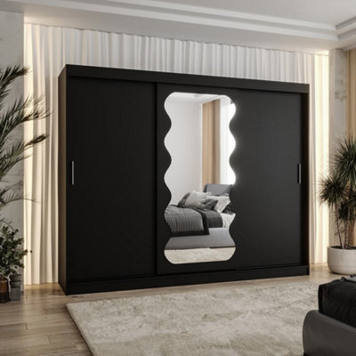 Arte Sophisticated Ebony Black Spoti Sliding Door Wardrobe 2500mm X 2000mm X 620mmA Bold Statement In Storage from B&Q