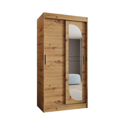 Arte Oak Artisan Lucy Sliding Door Wardrobe 1000mm X 2000mm X 620mmRustic Chic Storage Solution from B&Q
