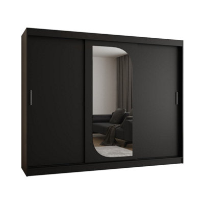 Arte Sophisticated Ebony Black Lucy Sliding Door Wardrobe 2500mm X 2000mm X 620mmA Bold Statement In Storage from B&Q