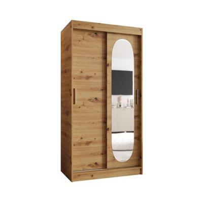 Arte Oak Artisan Royal Sliding Door Wardrobe 1000mm X 2000mm X 620mmA Refined Natural Storage Solution from B&Q