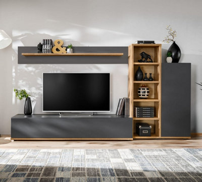 Arte Anthracite & Oak Wotan W240Cm X H127Cm X D40CmContemporary Elegance from B&Q