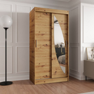 Arte Oak Artisan Sliding Wardrobe W100Cm X H200Cm X D62CmCompact Storage With Organic Charm from B&Q