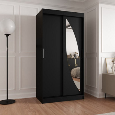 Arte Black Sliding Wardrobe W100Cm X H200Cm X D62CmSleekLight-Reflecting Design from B&Q