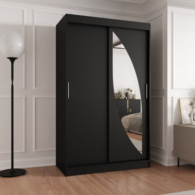 Arte Black Gloss Wardrobe W120Cm X H200Cm X D62CmContemporary Compact Storage from B&Q