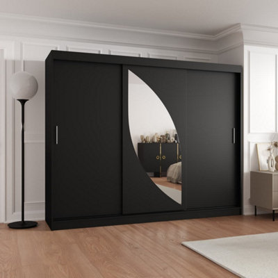 Arte Black Gloss Wardrobe W250Cm X H200Cm X D62CmSleekLight-Reflecting Design from B&Q