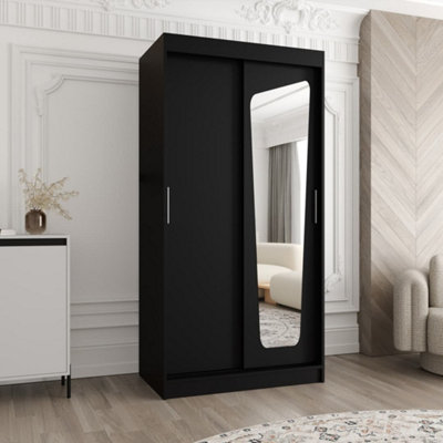 Arte Black Sliding Wardrobe W100Cm X H200Cm X D62CmLuxe Compact Design For Modern Bedrooms from B&Q