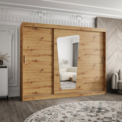 Arte Moka Sliding Door Wardrobe 250Cm Oak ArtisanDurable Storage For Busy Homes
