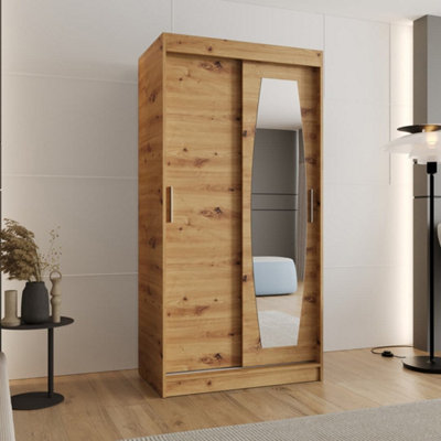 Arte Rossa Sliding Door Wardrobe 100Cm Oak ArtisanPractical Storage For Busy Homes from B&Q