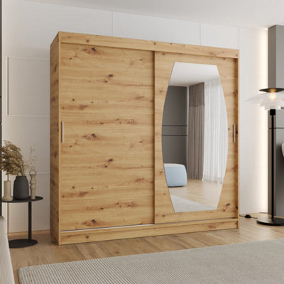 Arte Rossa Sliding Door Wardrobe 200Cm Oak ArtisanDurable Storage For Active Homes