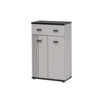 B&Q -  Hugo Hallway Cabinet W60Cm X H96Cm X D32Cm Cashmere & BlackModern Storage For Narrow Spaces
