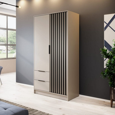 Arte Nelly Hinged Door Wardrobe 105Cm Cashmere & BlackOrganised Storage For Contemporary Bedrooms from B&Q