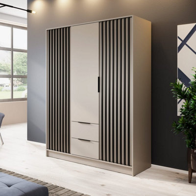 Arte Nelly Hinged Door Wardrobe 155Cm Cashmere & BlackOrganised Storage For Contemporary Bedrooms from B&Q