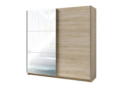Arte Oak Sonoma Mirrored Wardrobe W201CmSpace-Saving Storage With Modern Woodgrain Design from B&Q