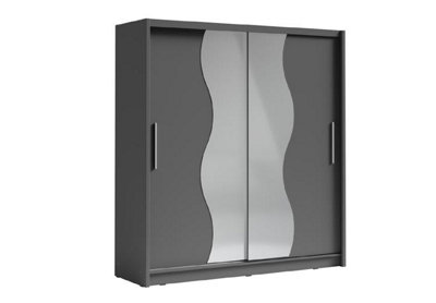 Arte Graphite Sliding Wardrobe W204.5CmIndustrial-Chic Storage With Mirrored Doors For Modern Bedrooms from B&Q
