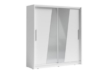 Arte White Matt Modern Sliding Wardrobe W205CmFamily-Friendly Storage With Mirrored Doors from B&Q