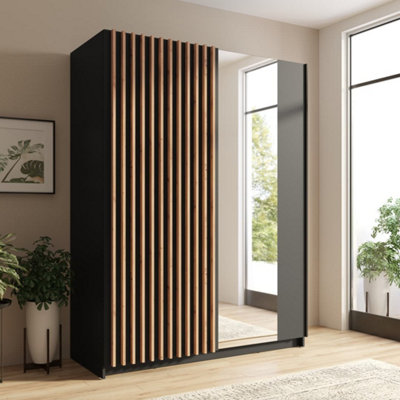 Arte Black Sliding Wardrobe 150CmSleek Storage With Mirrored Door from B&Q