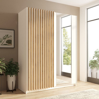 Arte White Sliding Wardrobe 150CmBrightFamily-Friendly Storage With Mirror from B&Q