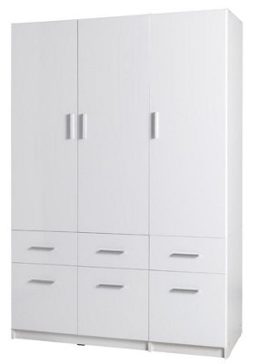 Arte Snow 04 Triple Door Wardrobe 136CmWhite Gloss & White MattVersatile Storage For Modern Homes from B&Q