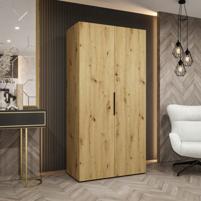 Arte Oak Artisan Marbella I Hinged Door Wardrobe 100CmCompact Storage With Warm Woodgrain Appeal from B&Q