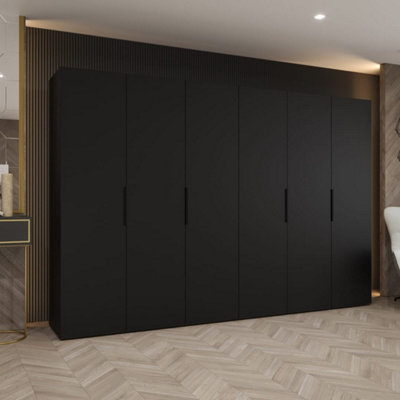 Arte Black Marbella I Hinged Door Wardrobe 300CmBold Statement Storage With Sleek Detailing from B&Q