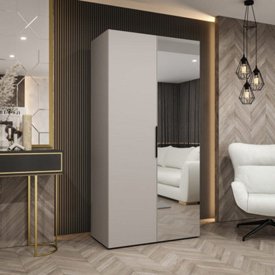 Arte Cashmere Marbella Ii Hinged Door Wardrobe 100CmSubtle Elegance With Mirrored Functionality from B&Q