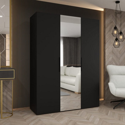 Arte Black Marbella Ii Hinged Door Wardrobe 150CmContemporary Storage With Mirrored Accent from B&Q