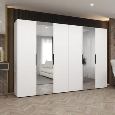 Arte White Marbella Ii Hinged Door Dual Wardrobe Set 300CmBrightSpacious Storage With Mirrored Accents from B&Q