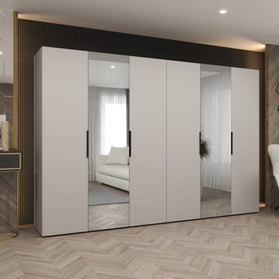 Arte Cashmere Marbella Ii Hinged Door Wardrobe 300CmElegant Storage With Mirrored Sophistication from B&Q