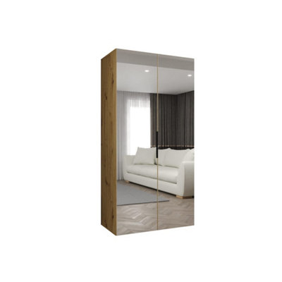 Arte Oak Artisan Marbella Iii Hinged Door Wardrobe 100CmCompact Mirrored Storage With Classic Woodgrain Charm from B&Q