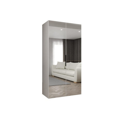 Arte White Marbella Iii Hinged Door Wardrobe 100CmBrightSpace-Enhancing Mirrored Wardrobe from B&Q