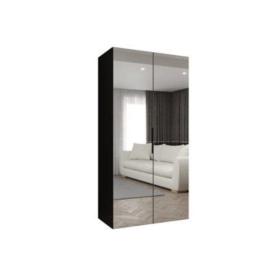 Arte Black Marbella Iii Hinged Door Wardrobe 100CmSleek Modern Storage With Mirrored Doors from B&Q