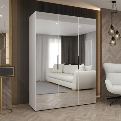 Arte White Marbella Iii Hinged Door Wardrobe 150CmBright Mirrored Wardrobe For Modern Spaces from B&Q