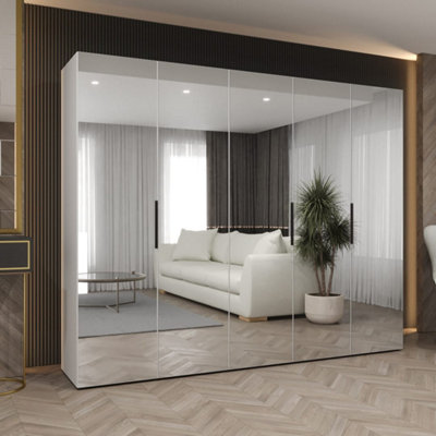 Arte White Marbella Iii Hinged Door Wardrobe 250CmBright Mirrored Storage For Contemporary Spaces from B&Q