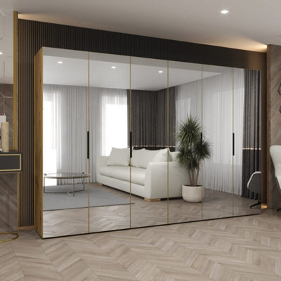 Arte Oak Artisan Marbella Iii Hinged Door Wardrobe 300CmGrand Mirrored Wardrobe With Classic Woodgrain from B&Q