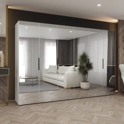 Arte White Marbella Iii Hinged Door Wardrobe 300CmBrightExpansive Storage With Mirrored Doors from B&Q