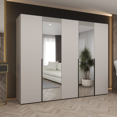 Arte Soothing Cashmere Hinged Door Wardrobe 250CmCalm Storage With Mirrored Panels from B&Q