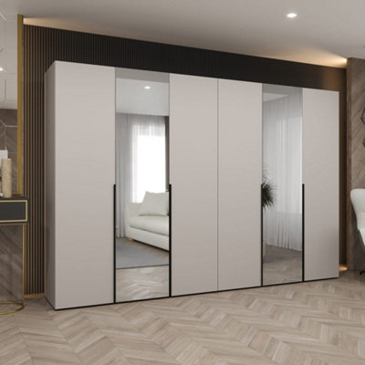 Arte Serene Cashmere Hinged Door Wardrobe 300CmCalm Storage With Mirrored Panels from B&Q