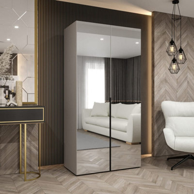 Arte Soothing Cashmere Hinged Door Wardrobe 100CmCalm Storage With Mirrored Panels from B&Q