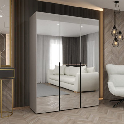 Arte Soothing Cashmere Hinged Door Wardrobe 150CmCalm Storage With Mirrored Panels from B&Q