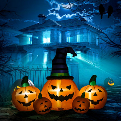 Outsunny 6Ft Inflatable Halloween Large Pumpkin In Hat W/ Led, Orange - Image 7