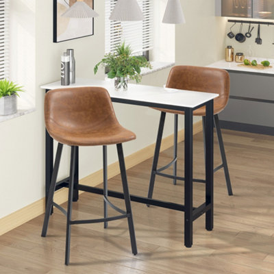 Homcom Bar Stools Set Of 2Bar Chairs With Back And Steel LegsBrown from B&Q