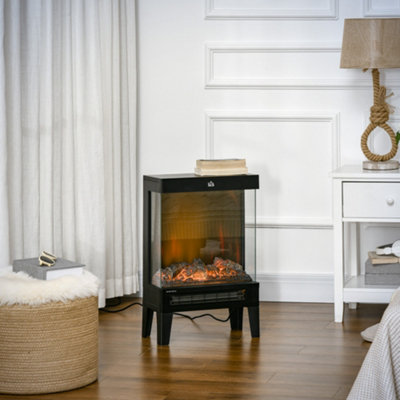 HOMCOM Electric Stove - Freestanding Fireplace Heater - 2000W - Black - Image 5